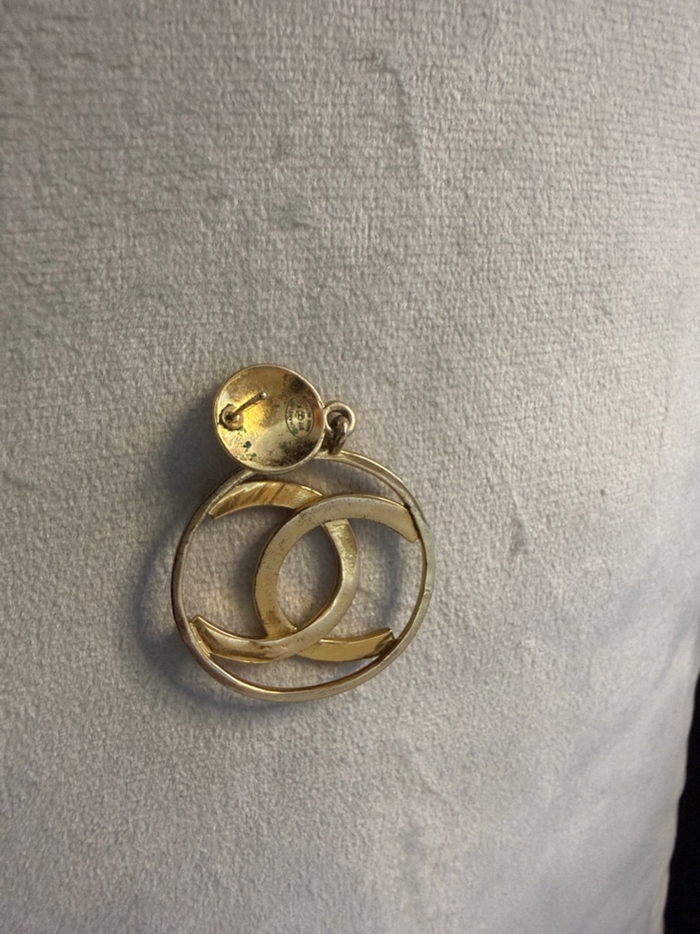 CHANEL Gold-Tone Double C Drop Earrings - Picture 2 of 2